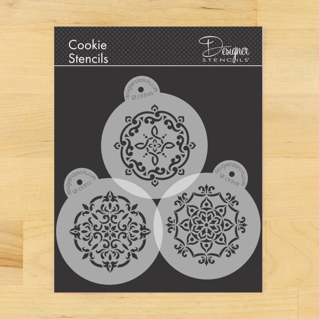 Venetian Prints Cookie Stencil Set | C830 by Designer Stencils | Cookie Decorating Tools | Baking Stencils for Royal Icing, Airbrush, Dusting Powder | Reusable Plastic Food Grade Stencil for Cookies | Easy to Use & Clean Cookie Stencil